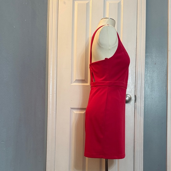 Macy's Vibrant Red Scalloped Mini Dress - Picture 4 of 11